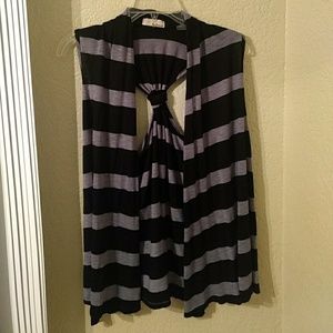 Sleeveless stripped over shirt